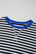 Striped Oversized Drop Shoulder Crew Neck Pullover Sweatshirt