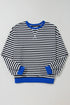 Striped Oversized Drop Shoulder Crew Neck Pullover Sweatshirt