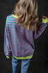 Striped Oversized Drop Shoulder Crew Neck Pullover Sweatshirt