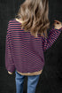 Striped Oversized Drop Shoulder Crew Neck Pullover Sweatshirt