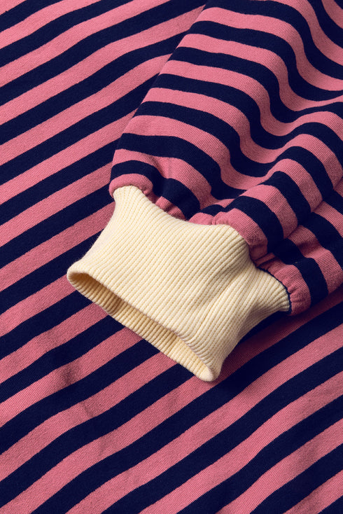 Striped Oversized Drop Shoulder Crew Neck Pullover Sweatshirt
