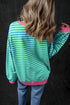 Striped Oversized Drop Shoulder Crew Neck Pullover Sweatshirt