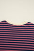 Striped Oversized Drop Shoulder Crew Neck Pullover Sweatshirt