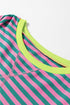 Striped Oversized Drop Shoulder Crew Neck Pullover Sweatshirt
