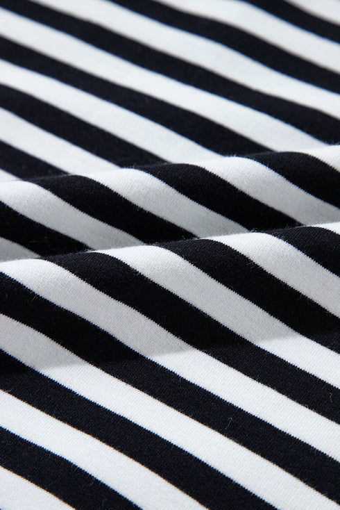 Striped Oversized Drop Shoulder Crew Neck Pullover Sweatshirt