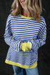 Striped Oversized Drop Shoulder Crew Neck Pullover Sweatshirt