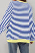 Striped Oversized Drop Shoulder Crew Neck Pullover Sweatshirt