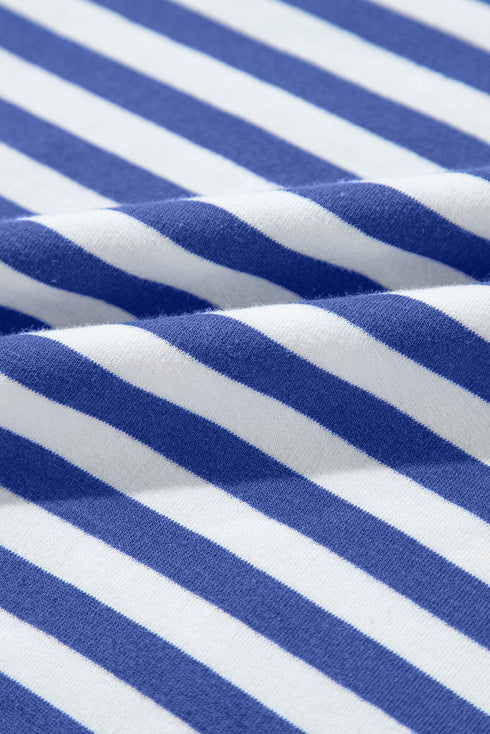 Striped Oversized Drop Shoulder Crew Neck Pullover Sweatshirt