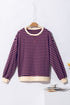 Striped Oversized Drop Shoulder Crew Neck Pullover Sweatshirt