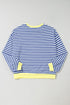 Striped Oversized Drop Shoulder Crew Neck Pullover Sweatshirt