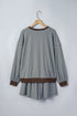 Striped Oversized Long Sleeve Top Drawstring Loose Shorts Two Piece Short Set