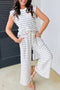 Striped Padded Shoulder Muscle Tee And Wide Leg Pants Lounge Set