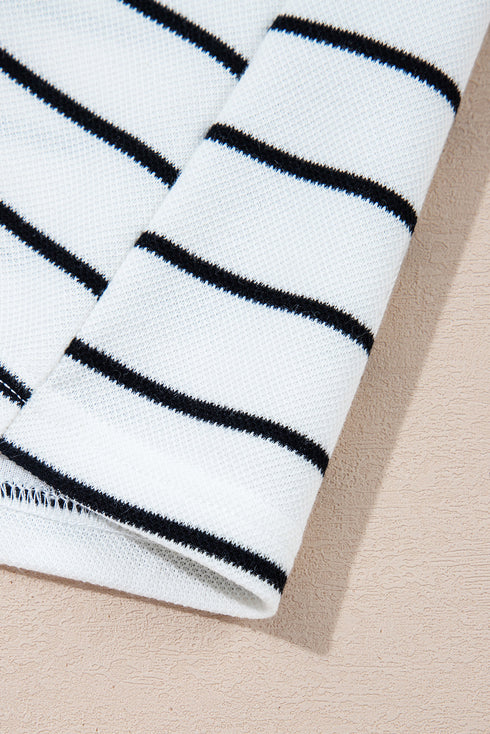 Striped Padded Shoulder Muscle Tee And Wide Leg Pants Lounge Set