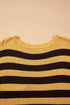 Striped Panel Drop Shoulder Relaxed Pullover Knit Sweater