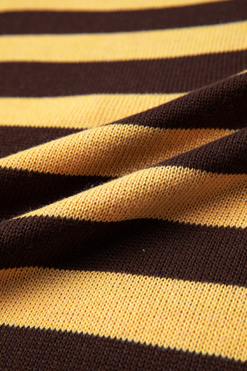 Striped Panel Drop Shoulder Relaxed Pullover Knit Sweater