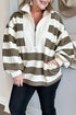 Striped Panel Half Zip Seamed Pullover Sweatshirt