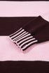 Striped Panel High Neck Drop Shoulder Relaxed Pullover Sweater