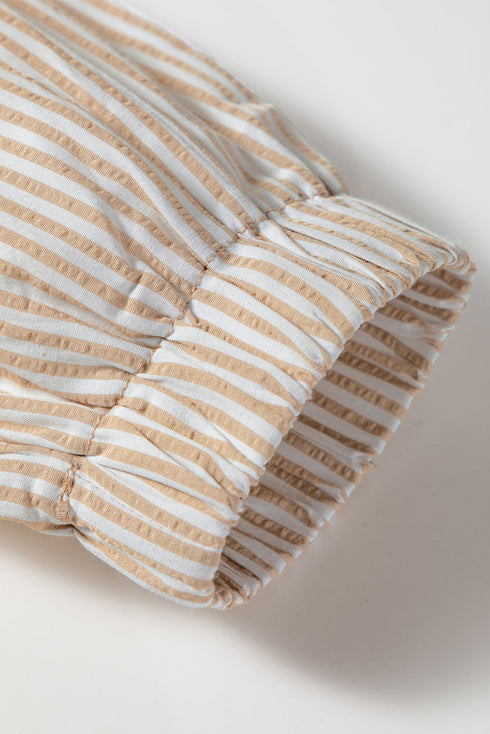 Striped Panel Pocket Detail Half Zip Pullover