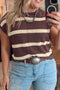 Striped Paneled Sleeveless Relaxed Cotton Rich Knit Pullover Sweater