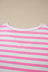 Striped Paneled V Neck Patch Pocket Tee