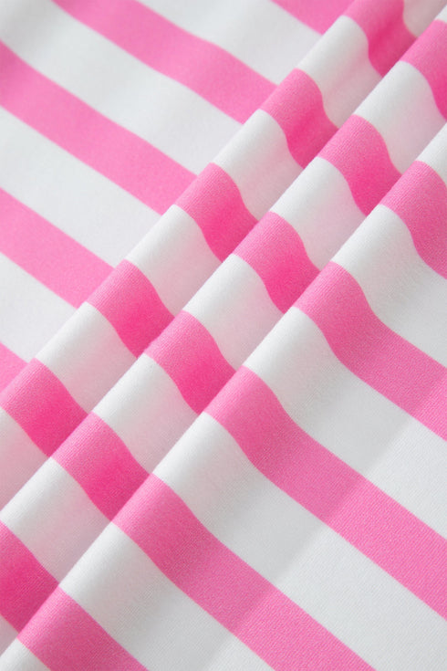 Striped Paneled V Neck Patch Pocket Tee