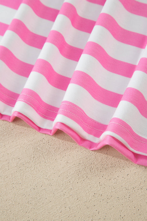 Striped Paneled V Neck Patch Pocket Tee