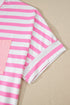 Striped Paneled V Neck Patch Pocket Tee