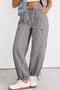 Striped Patch Pocket Drawstring Elastic Waist Loose Pants