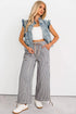 Striped Patch Pocket Drawstring Elastic Waist Loose Pants