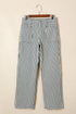 Striped Patch Pocket High Waist Wide Leg Jeans