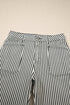 Striped Patch Pocket High Waist Wide Leg Jeans