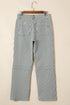 Striped Patch Pocket High Waist Wide Leg Jeans