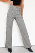 Striped Patch Pocket High Waist Wide Leg Jeans