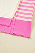 Striped Patchwork Accent Trim Drop Shoulder Polo Sweatshirt