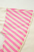 Striped Patchwork Accent Trim Drop Shoulder Polo Sweatshirt