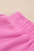 Striped Patchwork Applique Pullover Two Piece Short Set
