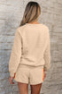 Striped Patchwork Applique Pullover Two Piece Short Set