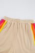 Striped Patchwork Applique Pullover Two Piece Short Set