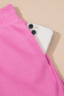 Striped Patchwork Applique Pullover Two Piece Short Set