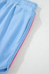 Striped Patchwork Applique Pullover Two Piece Short Set