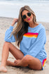 Striped Patchwork Applique Pullover Two Piece Short Set