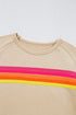 Striped Patchwork Applique Pullover Two Piece Short Set