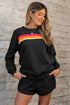 Striped Patchwork Applique Pullover Two Piece Short Set