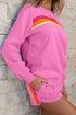 Striped Patchwork Applique Pullover Two Piece Short Set