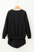 Striped Patchwork Applique Pullover Two Piece Short Set