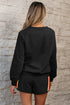 Striped Patchwork Applique Pullover Two Piece Short Set