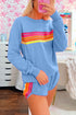Striped Patchwork Applique Pullover Two Piece Short Set
