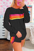 Striped Patchwork Applique Pullover Two Piece Short Set