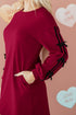 Striped Patchwork Bow Drop Shoulder Sweatshirt Mini Dress