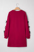 Striped Patchwork Bow Drop Shoulder Sweatshirt Mini Dress